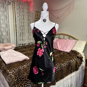Morgan Taylor Black Chemise with Pink Floral Design